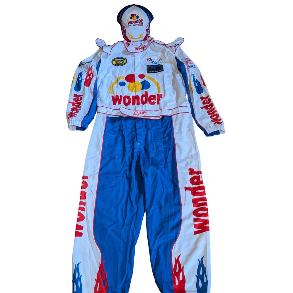 Ricky Bobby Talladega Nights Wonder Bread Racing Suit Costume Hat Mens XL